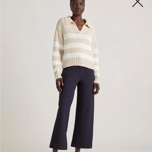 Quince NEW! Navy Wide-Leg Cropped Ultra stretch Women's Pants - Picture 4 of 8